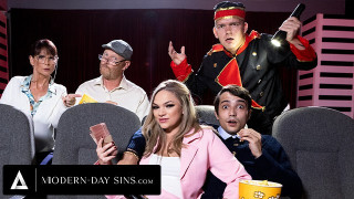 MODERN-DAY SINS - Pervy Teens Have PUBLIC SEX In Movie Theatre And GET CAUGHT! With Athena Faris